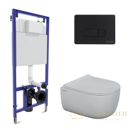 комплект berges 047235: подвесной унитаз ego с системой инсталляции novum 525 и панелью смыва, черный матовый
