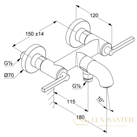 смеситель kludi nova fonte puristic 205403915 для ванны, черный матовый