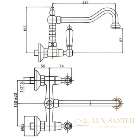 смеситель cezares lord lord-llp-03/24 для кухни, золото 24 карата