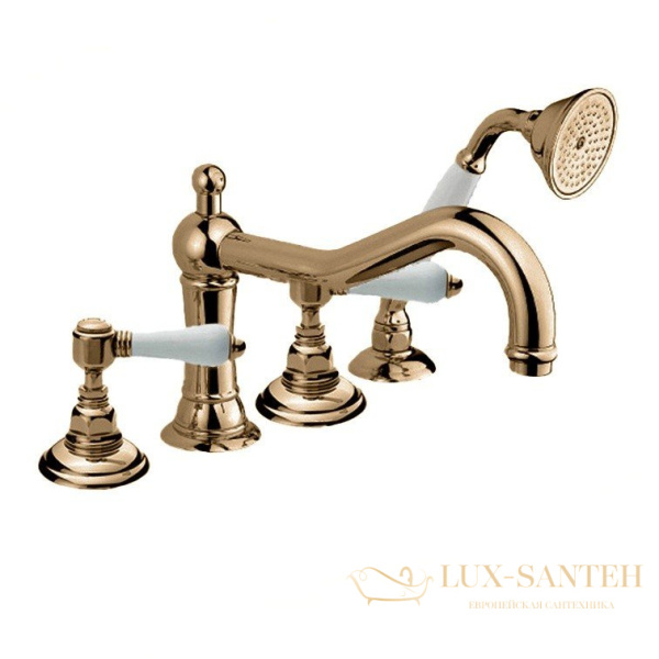 смеситель на борт ванны nicolazzi p.m.blanc, 1449bz78, на 4 отверствия, с ручным душем, бронза