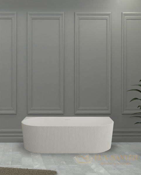 ванна пристенная из искусственного камня abber stein as9630, 170х75х55h см, белый матовый 