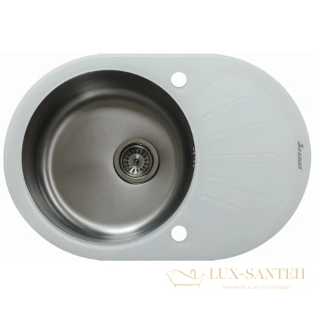 кухонная мойка seaman eco glass smg-730w-gun.b, графит/белый