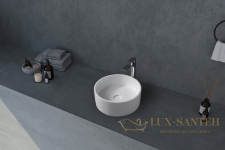 раковина накладная abber stein as2612, 40х40 см, белый матовый