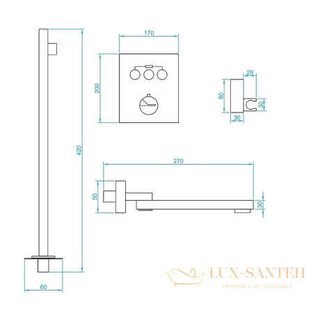 душевая система rgw shower panels 511408370-01 с термостатом sp-370, хром
