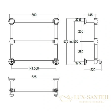 полотенцесушитель водяной margaroli armonia 9-442/3, 94425503gob, золото