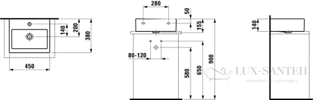 раковина laufen living 8.1543.3.000.104.1 накладная 45 см, белый глянцевый