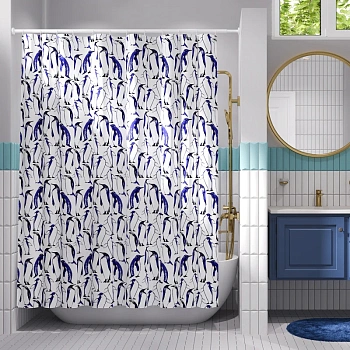 штора wasserkraft berkel sc-49101 для ванной комнаты, белый, синий, черный