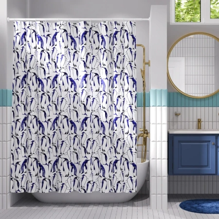 штора wasserkraft berkel sc-49101 для ванной комнаты, белый, синий, черный