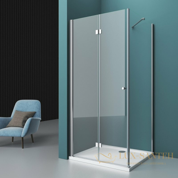 душевой уголок belbagno albano albano-as-1-90-c-cr 90х90 см профиль хром, стекло прозрачное