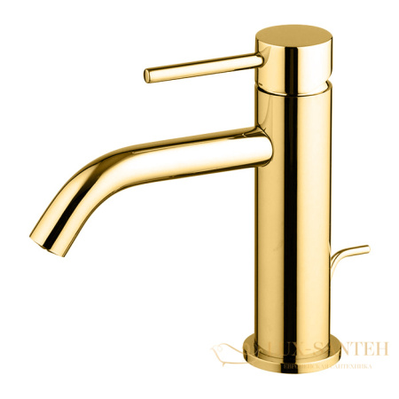 смеситель для раковины fima carlo frattini spillo up, f3031xsos, золото брашированное