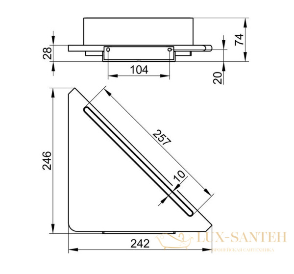 полка угловая для душа со стеклоочистителем keuco aveno 14657510100, с клеевым комплектом, белый матовый