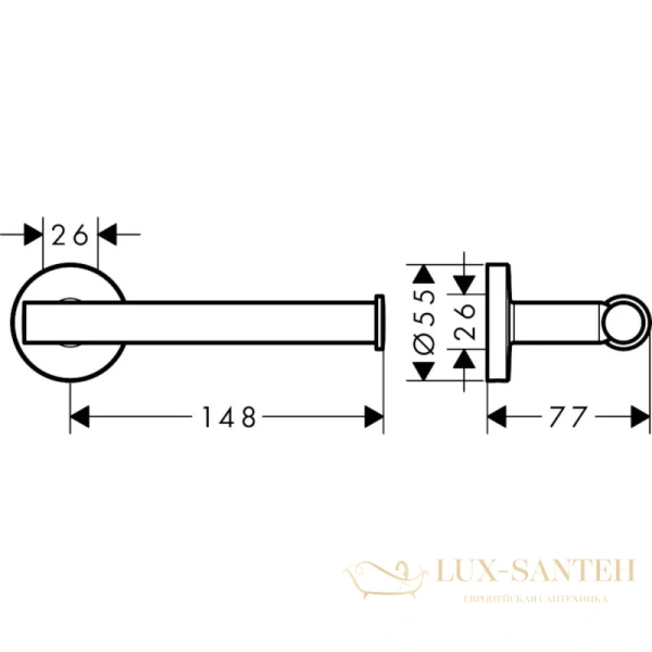 держатель туалетной бумаги hansgrohe logis universal 41726000, хром