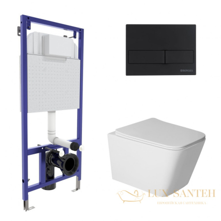 комплект berges 043400: подвесной унитаз sigma с системой инсталляции novum 525 и панелью смыва, черный матовый