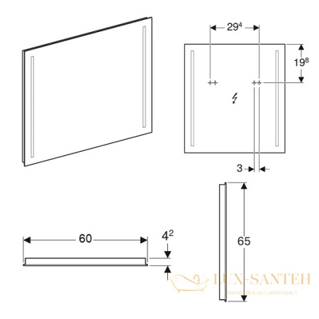 комплект мебели для ванной geberit renova plan 529.915.jk.6 60 см, лава, матовый