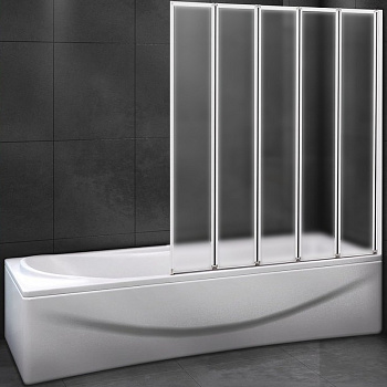 шторка на ванну cezares relax relax-v-5-120/140-p-bi-r 120 см r профиль серый, стекло рифленое