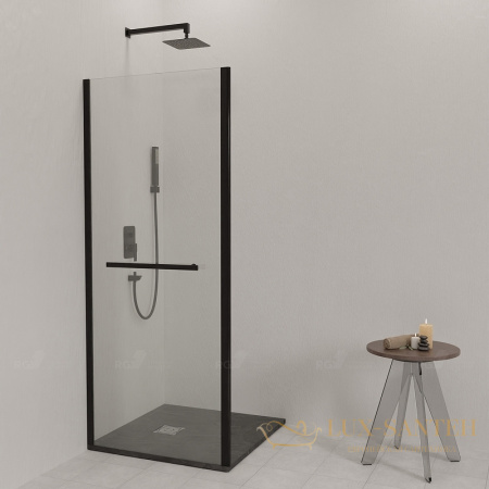 душевая стенка rgw 352206100-14 z-060-1b 100, профиль черный, стекло прозрачное