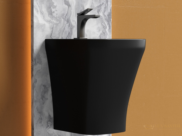 раковина подвесная  ceramica nova dion cn6067mb, 36,5x40,6 см, черный матовый