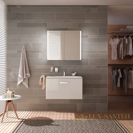 зеркальный шкаф keuco royal match, 12802171301, с подсветкой, 800 х 160 х 700 мм, алюминий/стекло/зеркало