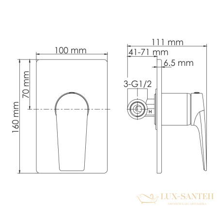гигиенический душ  со встраиваемым смесителем wasserkraft aisch a5551.184.237.213, золотой матовый