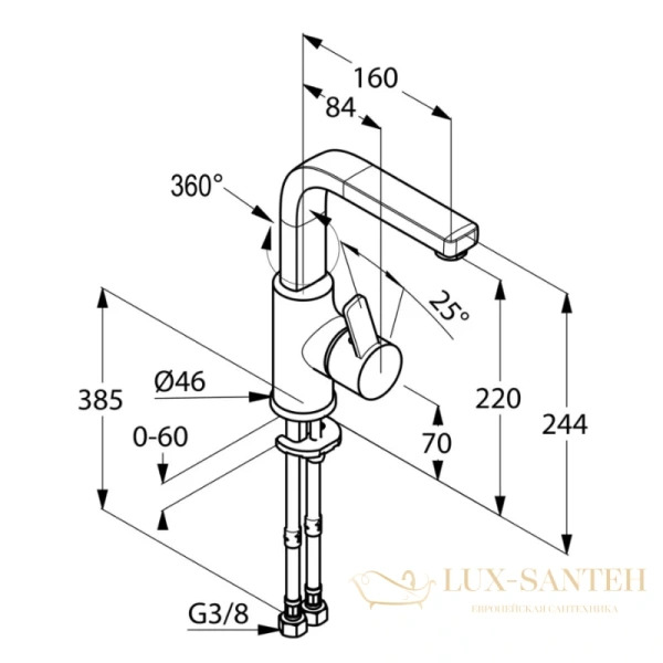 смеситель для раковины kludi zenta 420260575 без донного клапана, хром