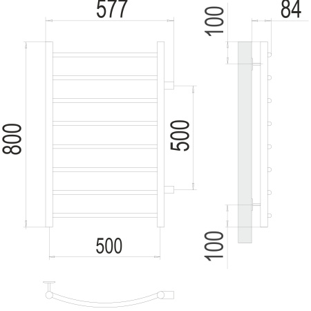 полотенцесушитель водяной terminus классик 4670078530257 п8 500x800 с боковым подключением 500