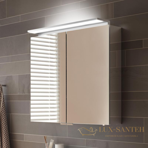 зеркальный шкаф keuco royal l1, 13602171301, с подсветкой, 650х742х150 мм, серебристый анодированный/зеркало