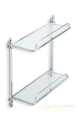 стеклянная 2-х уровневая полка stil haus elite el694elite(08) с ограждением, хром