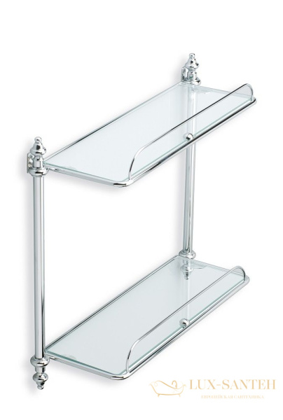 стеклянная 2-х уровневая полка stil haus elite el694elite(08) с ограждением, хром
