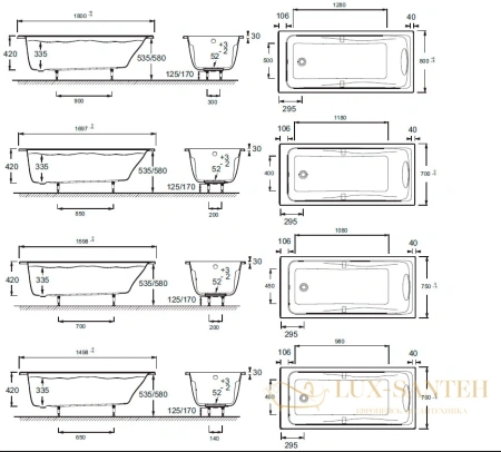 каркас для ванны jacob delafon odeon up sf6060ru-nf 150x70 см