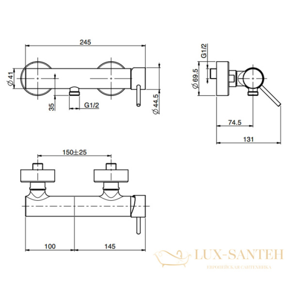 смеситель для душа fima carlo frattini spillo up f3035/1os, золото брашированное