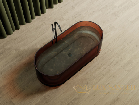 ванна свободностоящая прозрачная abber kristall at9708opal, 170х75х55h см, коричневый глянцевый