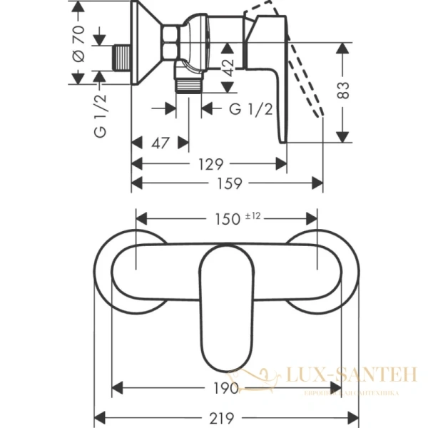 смеситель для душа однорычажный hansgrohe vernis blend вм 71640670 черный