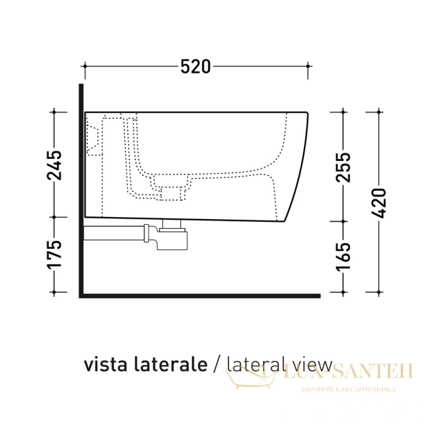 биде подвесное flaminia play, py218, 520x360x260 мм, с 1-м отверстием под смеситель, крепление в комплекте, белый глянцевый