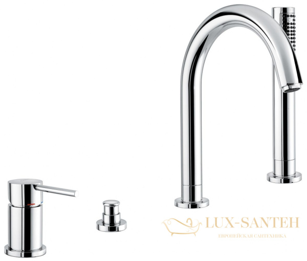 комплект смесителя на борт ванны emmevi piper 45120/or на 4 отверстия с изливом, золото