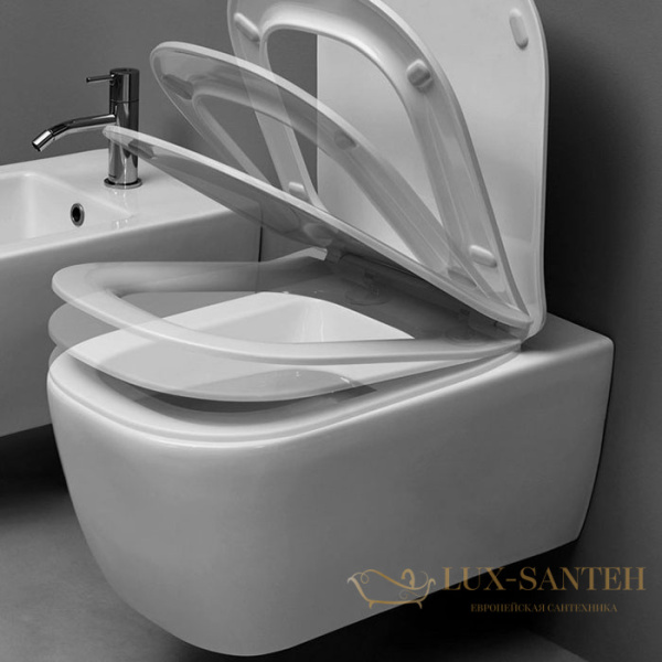 унитаз подвесной безободковый antonio lupi, komodo, komodo3, 540х360х260 мм., в комплекте с крышкой-сиденьем flat с системой "soft-close", белый матов