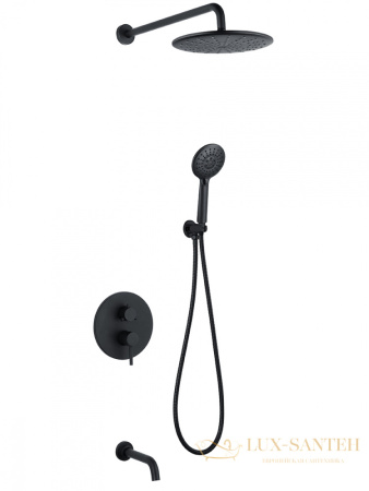 душевая система abber wasser kreis af8117b скрытого монтажа с изливом, черная матовая