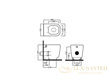 унитаз приставной hatria fusion 48 yxzk01, белый глянцевый