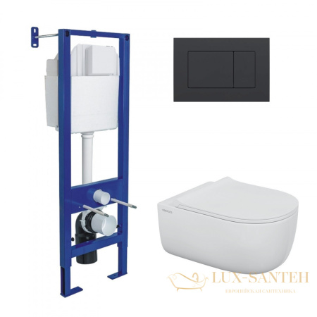 комплект berges 043360: подвесной унитаз ego xl с системой инсталляции atom 410 и панелью смыва, черный матовый