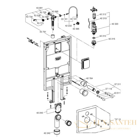 инсталляция для подвесного унитаза grohe rapid sl 38994000 глубина 95мм 