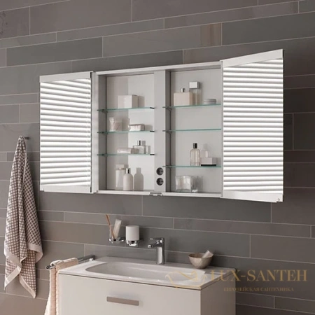 зеркальный шкаф keuco royal match, 12802171301, с подсветкой, 800 х 160 х 700 мм, алюминий/стекло/зеркало