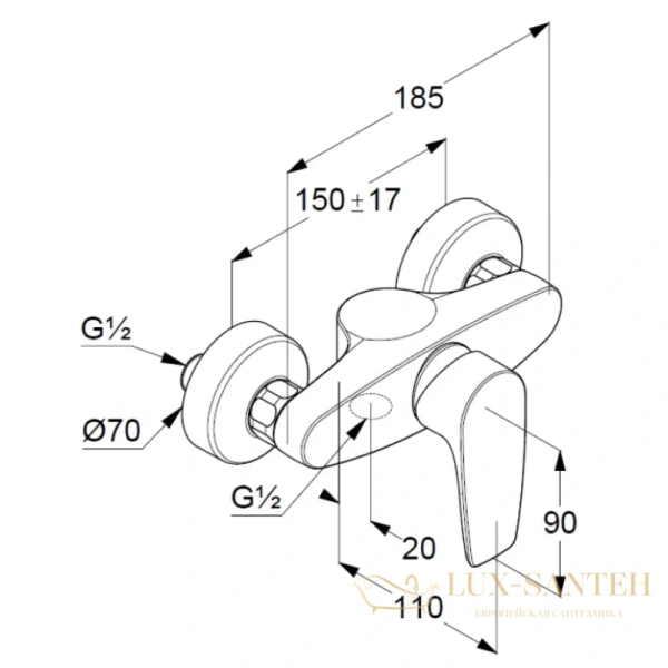смеситель kludi pure&solid 348410575 для душа, хром