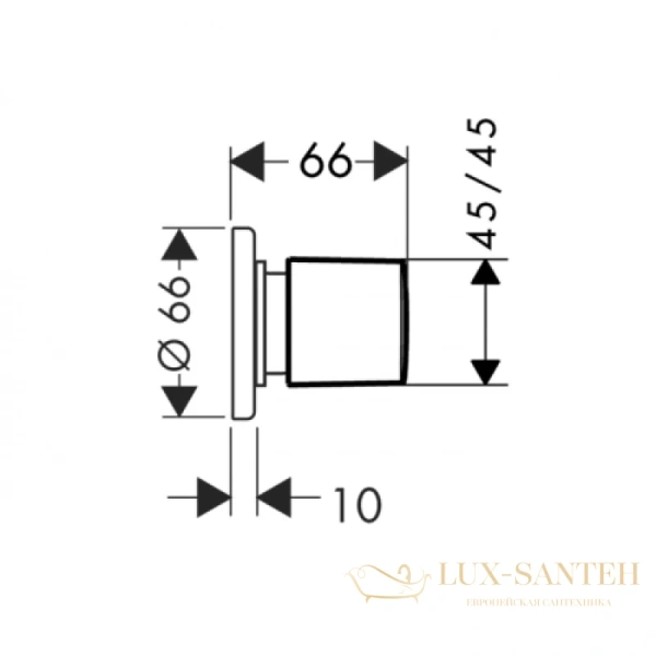 запорный вентиль hansgrohe metris 31677000 внешняя часть