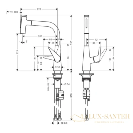 смеситель для кухни hansgrohe talis select m51 72824800 сталь