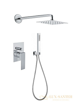 душевой комплект fiore kube 100nn7553 на 2 потреб. с квад. верхним душем 20х20 см и кронштейном 35 см, черный матовый