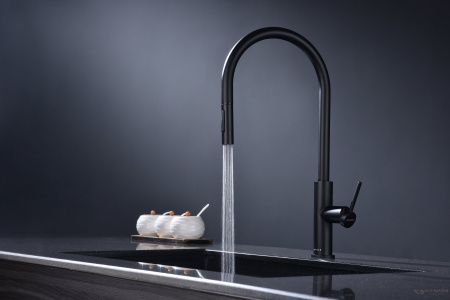 смеситель для кухни сенсорный с выдвижным изливом paulmark senso se215180-an, антрацит