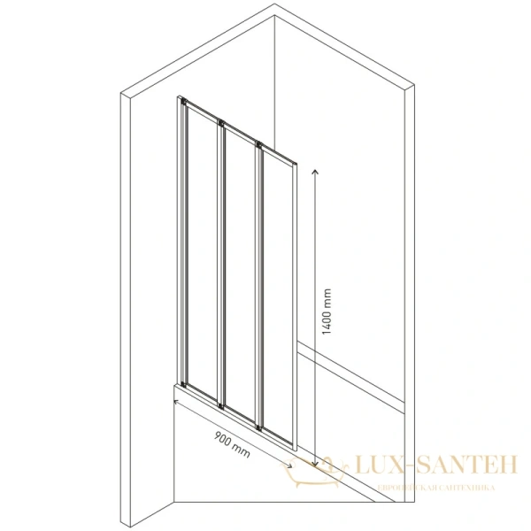 шторка для ванны berges city 062010 90 см