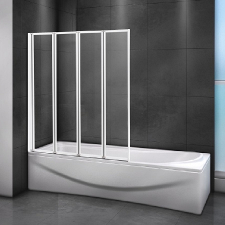 шторка на ванну cezares relax relax-v-4-90/140-c-bi 90 см профиль серый, стекло прозрачное