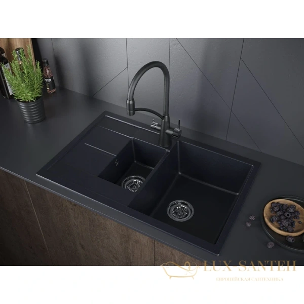 кухонная мойка paulmark feste pm237850-blm, черный металлик