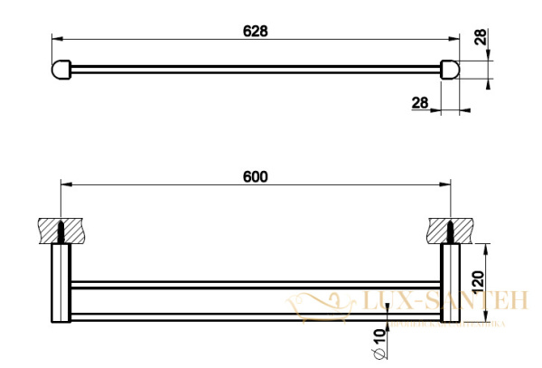 полотенцедержатель двойной gessi rilievo 59405.030 60 см, copper pvd