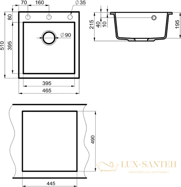 кухонная мойка milacio murcia mc.77034 46 см, бежевый